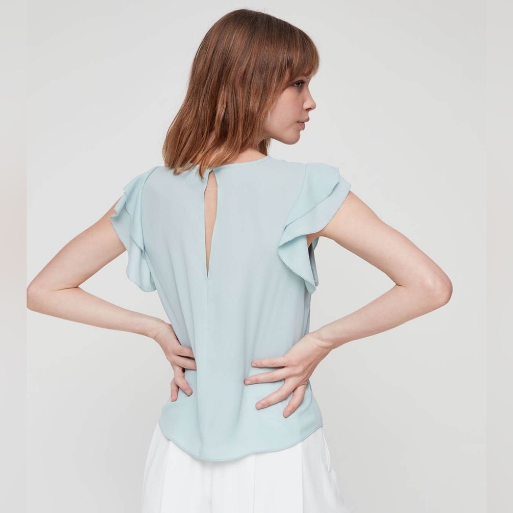 Elegant Pink Ruffle Sleeve Blouse - Picture 4 of 14